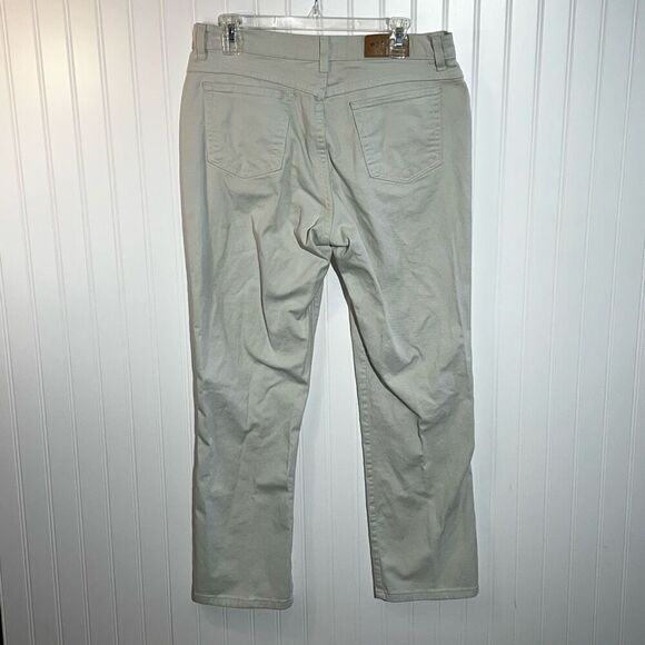 Riders Classic Straight Jeans Womens Size 12 Tan 5 Pocket Workwear Casual Zipper - Picture 4 of 6